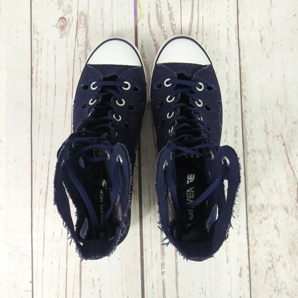 Converse CT All Star Hi-Ness Cut Out Wedge Shoes Blue Sneakers Women's Size 6 - Picture 7 of 10